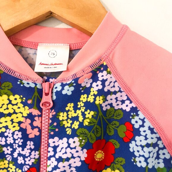 Baby Girl Floral One-Piece Rash Guard Swimsuit - Picture 4 of 5